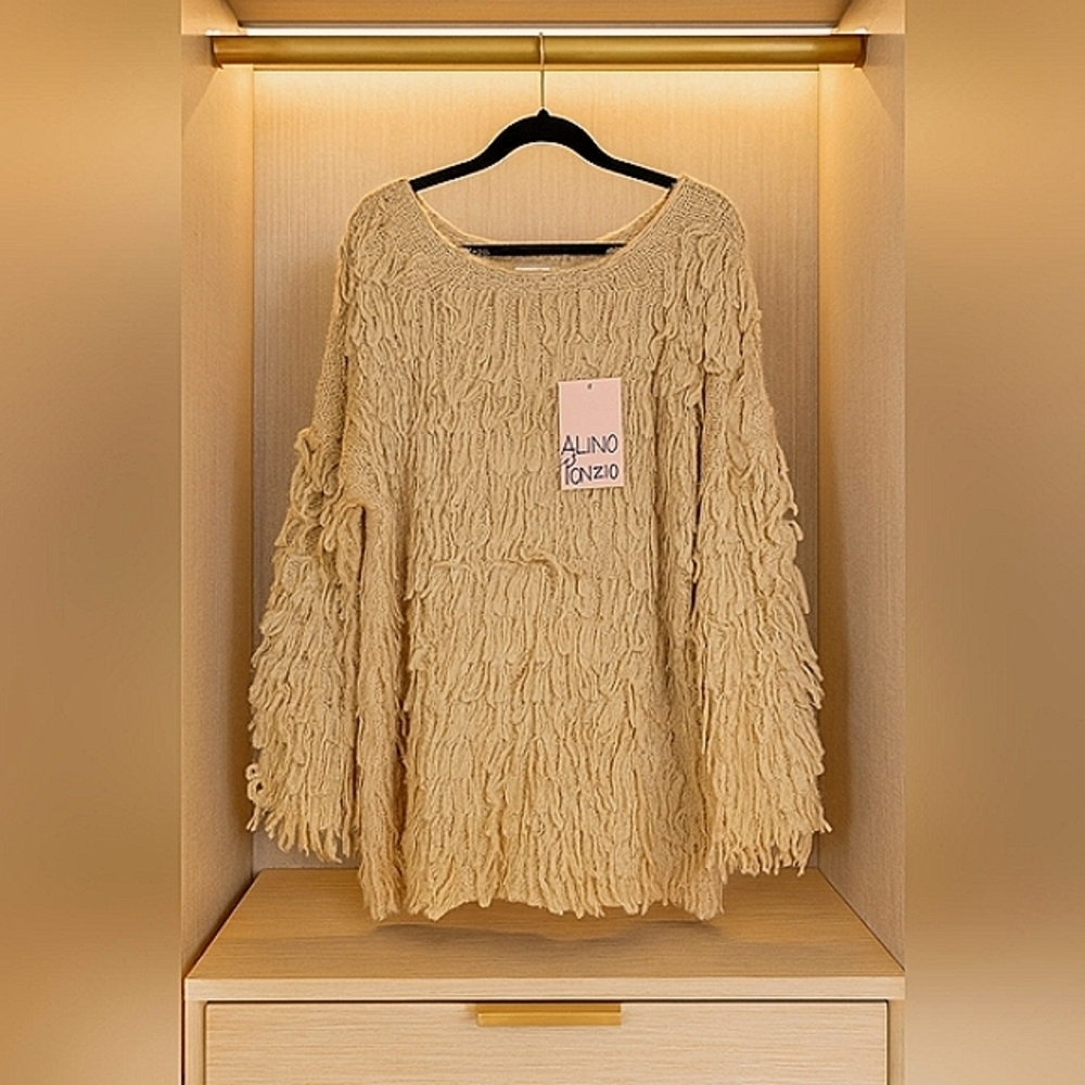 Boho Knit Sweater XXL Fringe Festival Tunic Oversized New